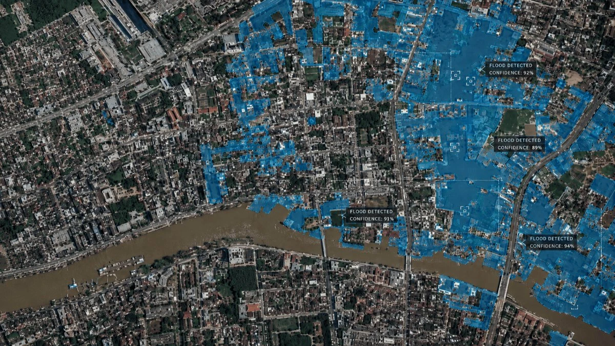 衛星画像とAIを活用した、都市部における洪水の自動検知